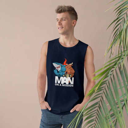 Funny Unisex Tank Top - 'Man on a Mission' Graphic